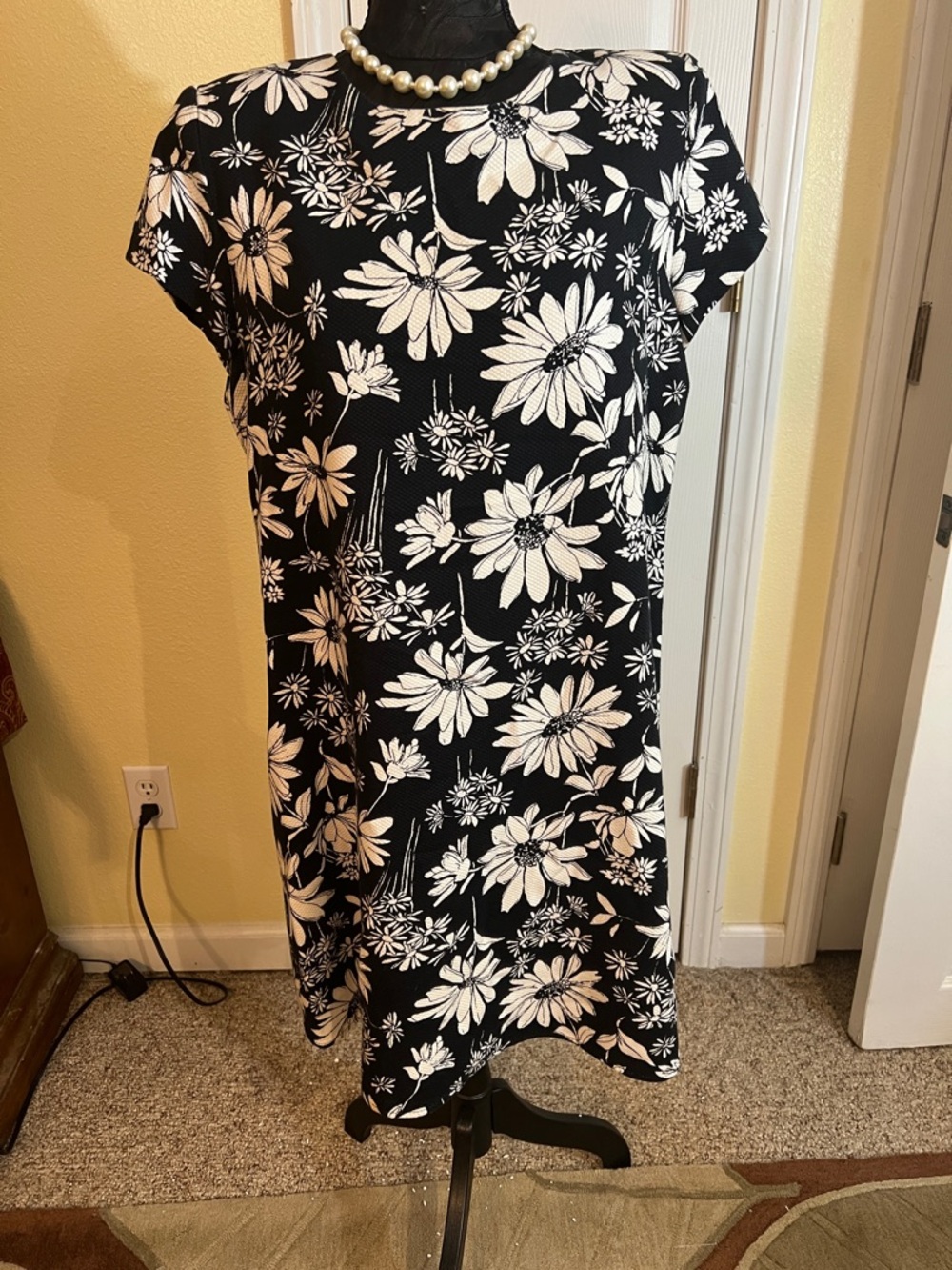 Positive Attitude Black and White Floral Midi Dress